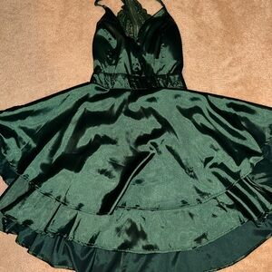 Dark Green Halter Homecoming Dress